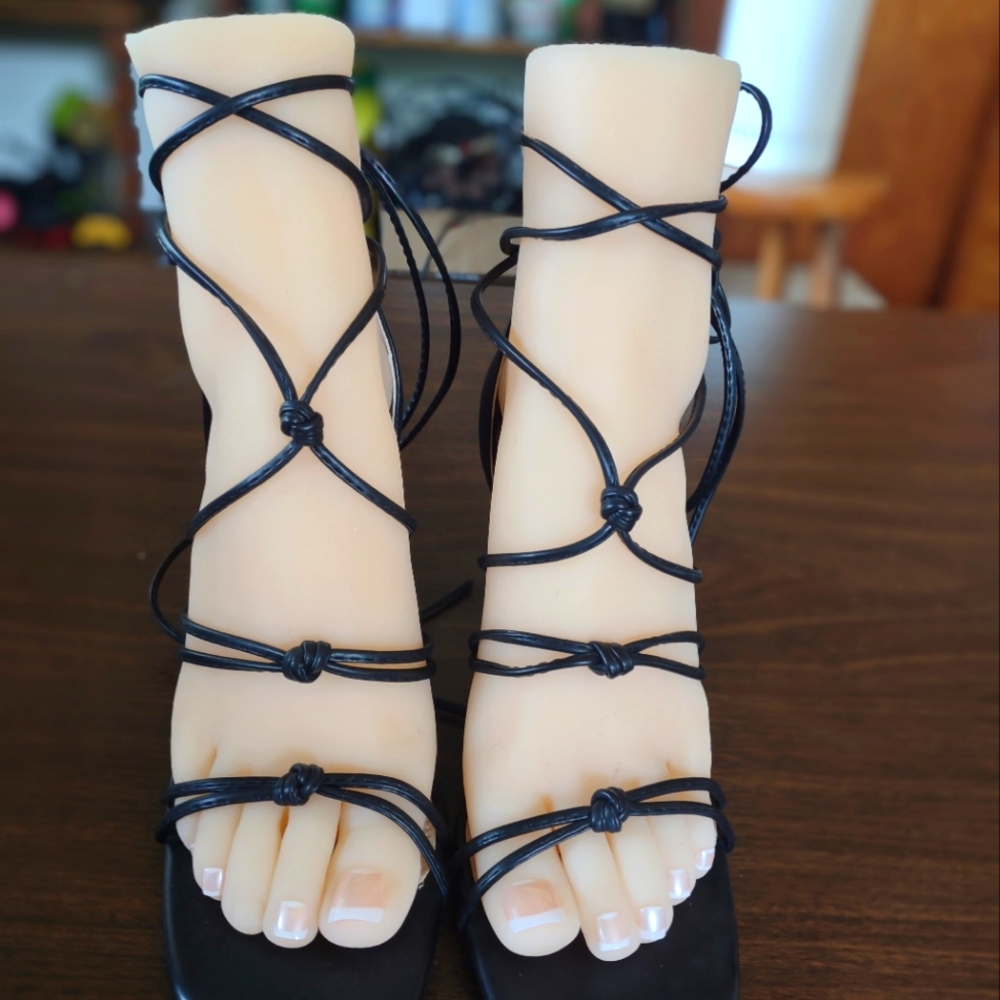 Allegra K Black Gladiator Sandals